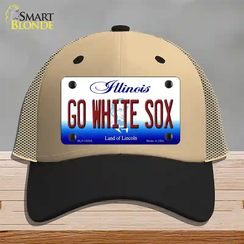 Go White Sox Illinois Novelty License Plate Hat Mesh / Khaki|Black