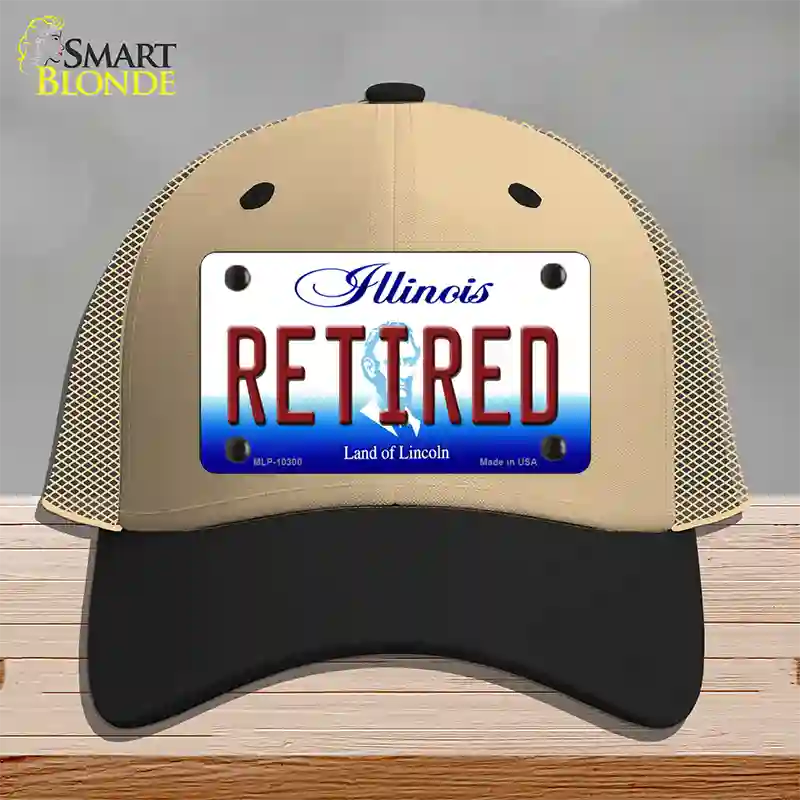 Retired Illinois Novelty License Plate Hat Mesh / Khaki|Black