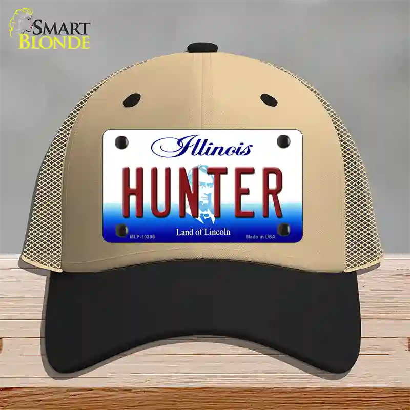 Hunter Illinois Novelty License Plate Hat Mesh / Khaki|Black