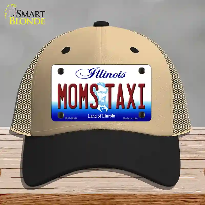 Moms Taxi Illinois Novelty License Plate Hat Mesh / Khaki|Black