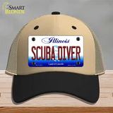 Scuba Diver Illinois Novelty License Plate Hat Mesh / Khaki|Black