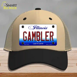 Gambler Illinois Novelty License Plate Hat Mesh / Khaki|Black