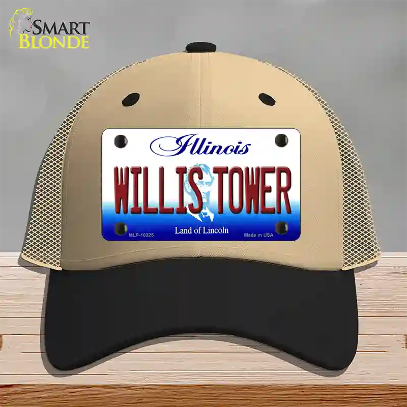 Willis Tower Illinois Novelty License Plate Hat Mesh / Khaki|Black