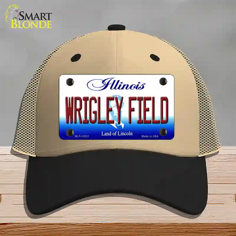 Wrigley Field Illinois Novelty License Plate Hat Mesh / Khaki|Black