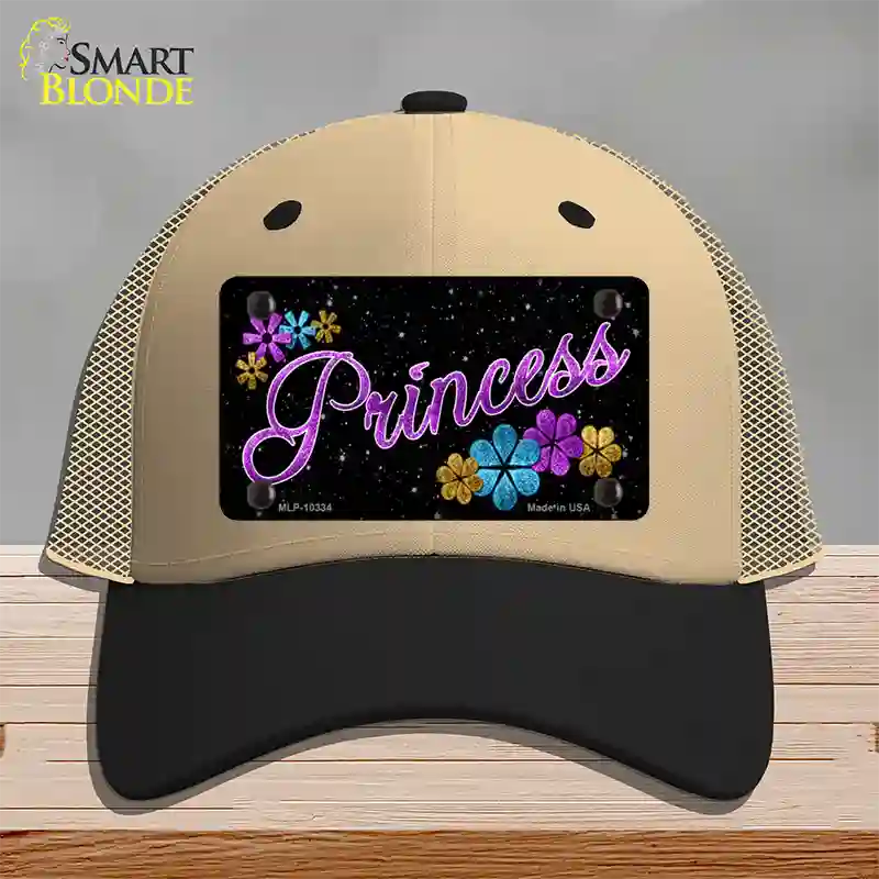 Princess Glitter Novelty License Plate Hat Mesh / Khaki|Black