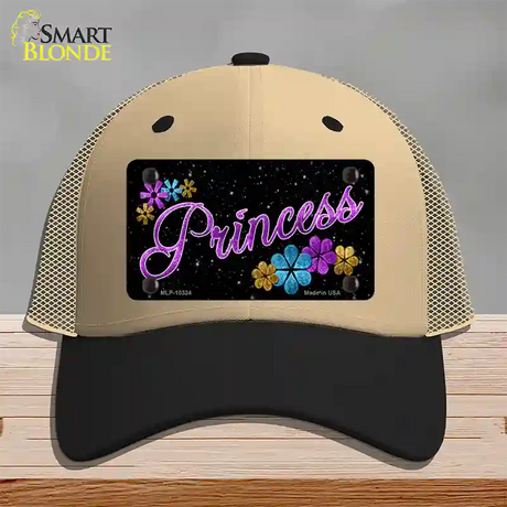 Princess Glitter Novelty License Plate Hat Mesh / Khaki|Black