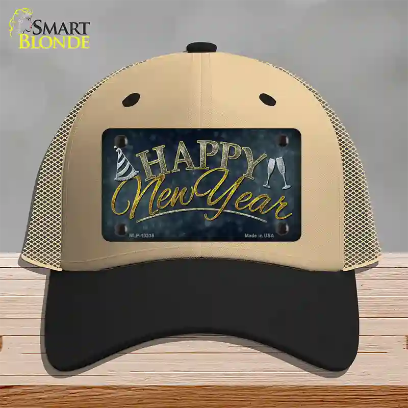 Happy New Year Novelty License Plate Hat Mesh / Khaki|Black