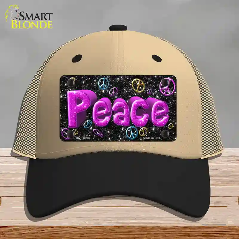 Peace Novelty License Plate Hat Mesh / Khaki|Black