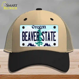 Beaver State Oregon Novelty License Plate Hat Mesh / Khaki|Black