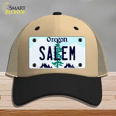 Salem Oregon Novelty License Plate Hat Mesh / Khaki|Black