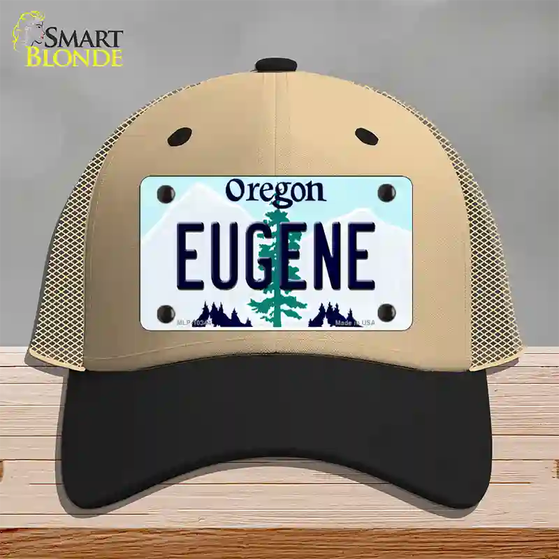 Eugene Oregon Novelty License Plate Hat Mesh / Khaki|Black