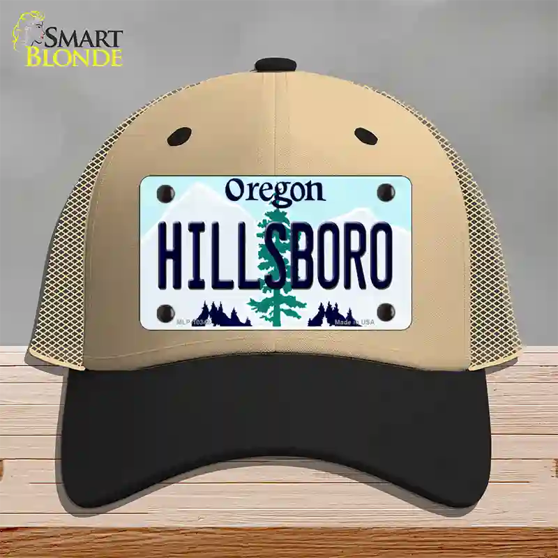 Hillsboro Oregon Novelty License Plate Hat Mesh / Khaki|Black