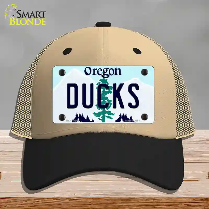 Ducks Oregon Novelty License Plate Hat Mesh / Khaki|Black