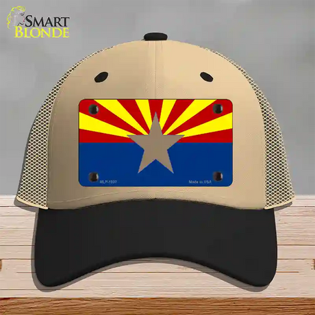 Arizona Big Star State Flag Novelty License Plate Hat Mesh / Khaki|Black