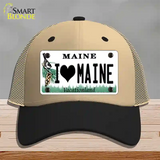 I Love Maine Novelty License Plate Hat Mesh / Khaki|Black