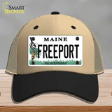 Freeport Maine Novelty License Plate Hat Mesh / Khaki|Black