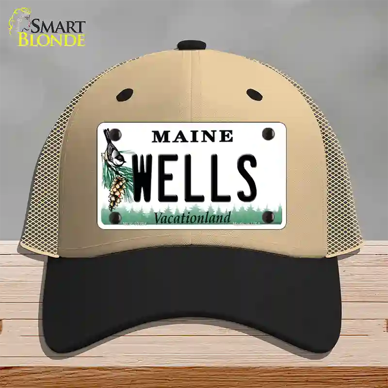 Wells Maine Novelty License Plate Hat Mesh / Khaki|Black