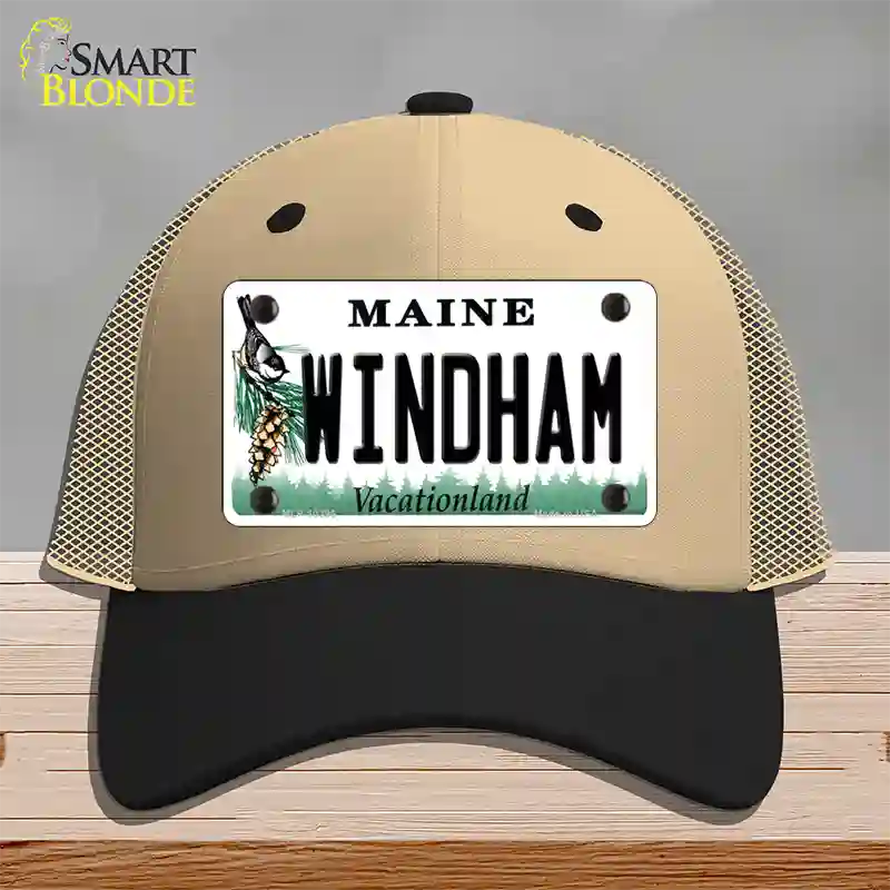 Windham Maine Novelty License Plate Hat Mesh / Khaki|Black