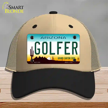 Golfer Arizona Novelty License Plate Hat Mesh / Khaki|Black