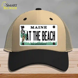 At The Beach Maine Novelty License Plate Hat Mesh / Khaki|Black