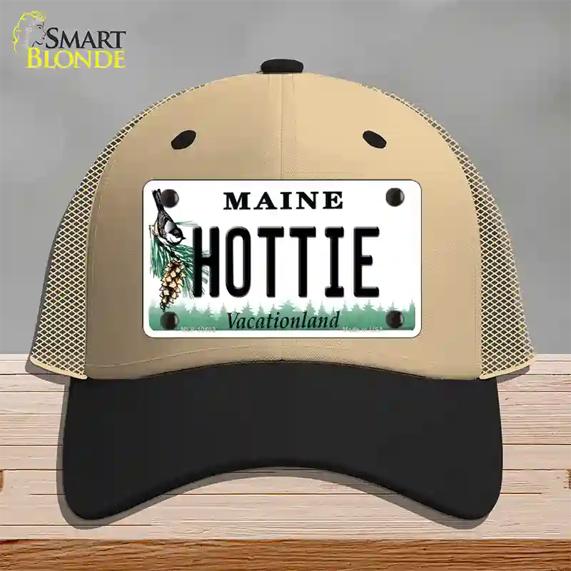 Hottie Maine Novelty License Plate Hat Mesh / Khaki|Black