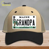 Grandpa Maine Novelty License Plate Hat Mesh / Khaki|Black