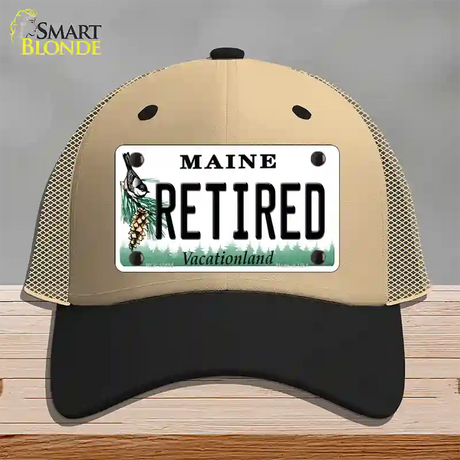 Retired Maine Novelty License Plate Hat Mesh / Khaki|Black