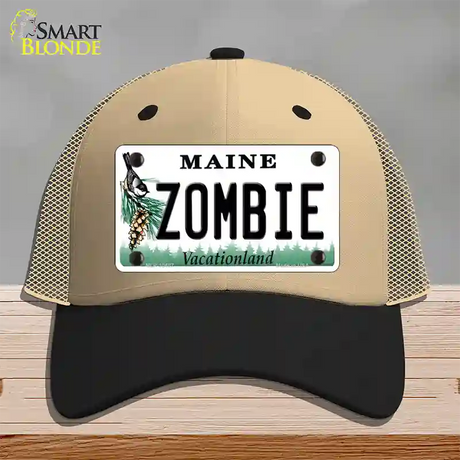 Zombie Maine Novelty License Plate Hat Mesh / Khaki|Black