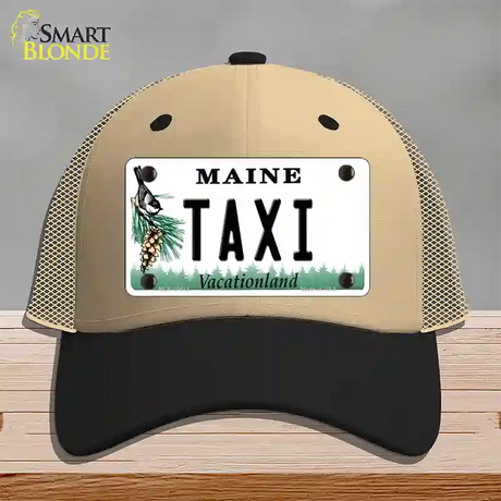 Taxi Maine Novelty License Plate Hat Mesh / Khaki|Black