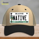 Native Maine Novelty License Plate Hat Mesh / Khaki|Black