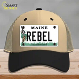 Rebel Maine Novelty License Plate Hat Mesh / Khaki|Black