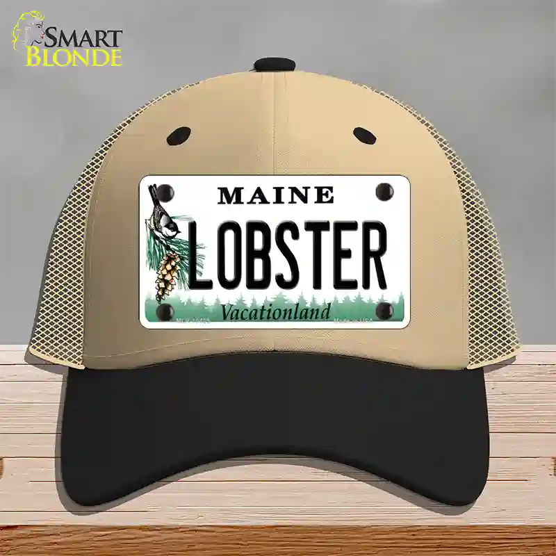 Lobster Maine Novelty License Plate Hat Mesh / Khaki|Black