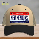 New Meadows Idaho Novelty License Plate Hat Mesh / Khaki|Black