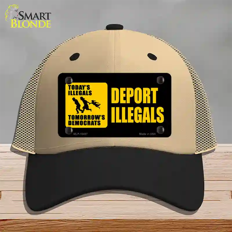 Deport Illegals Novelty License Plate Hat Mesh / Khaki|Black