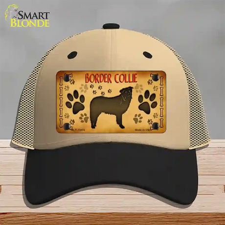 Border Collie Novelty License Plate Hat Mesh / Khaki|Black