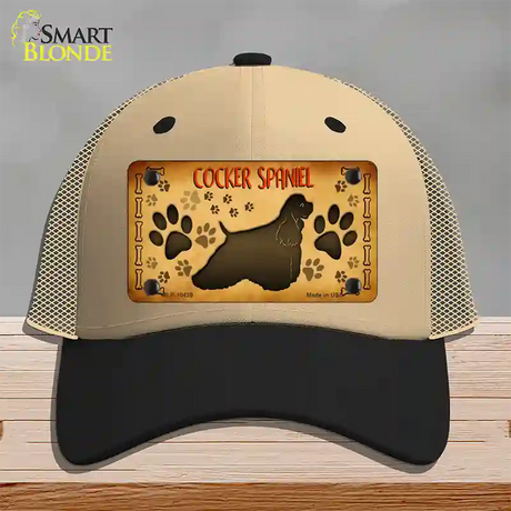 Cocker Spaniel Novelty License Plate Hat Mesh / Khaki|Black