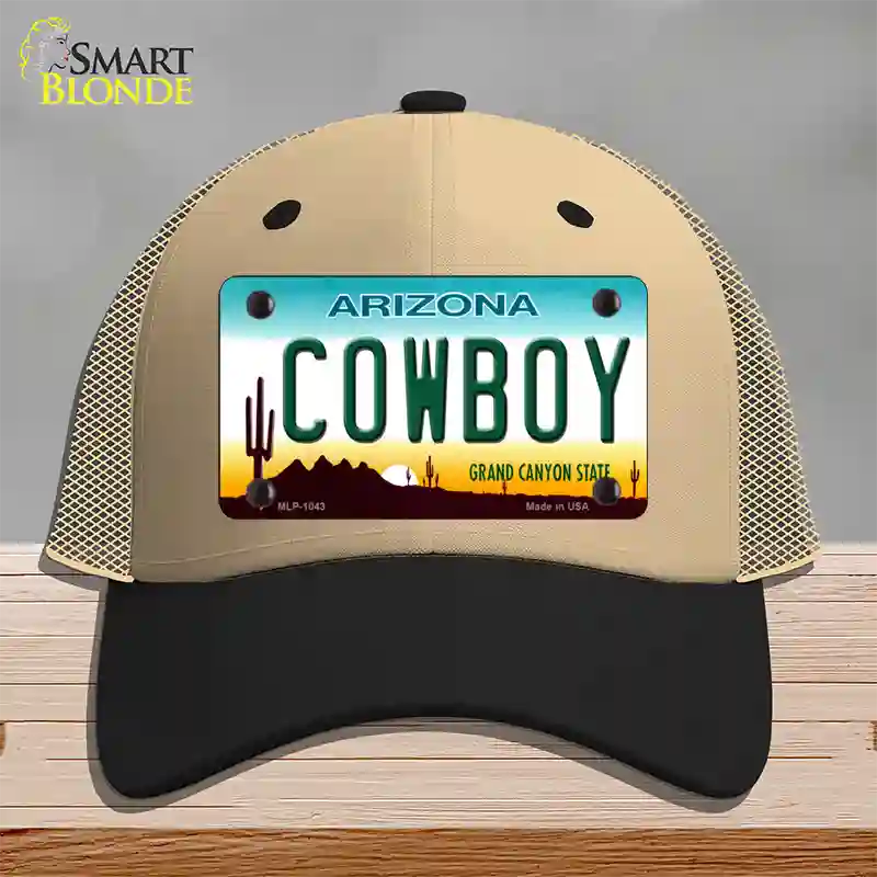 Cowboy Arizona Novelty License Plate Hat Mesh / Khaki|Black