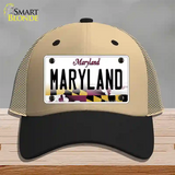 Maryland State MD Novelty License Plate Hat Mesh / Khaki|Black