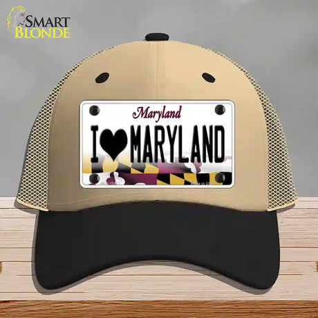 I Love Maryland Novelty License Plate Hat Mesh / Khaki|Black