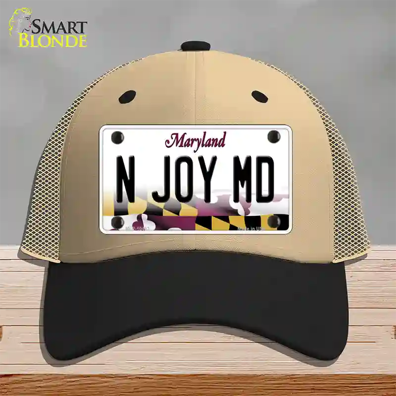 N Joy MD Maryland Novelty License Plate Hat Mesh / Khaki|Black