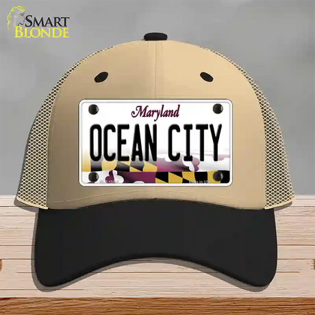 Ocean City Maryland Novelty License Plate Hat Mesh / Khaki|Black