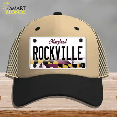 Rockville Maryland Novelty License Plate Hat Mesh / Khaki|Black