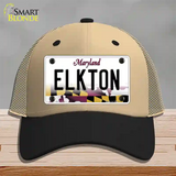 Elkton Maryland Novelty License Plate Hat Mesh / Khaki|Black