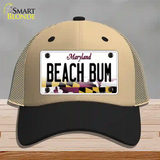 Beach Bum Maryland Novelty License Plate Hat Mesh / Khaki|Black