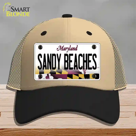 Sandy Beaches Maryland Novelty License Plate Hat Mesh / Khaki|Black