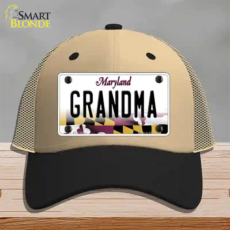 Grandma Maryland Novelty License Plate Hat Mesh / Khaki|Black