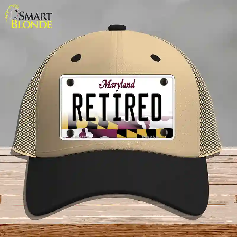 Retired Maryland Novelty License Plate Hat Mesh / Khaki|Black