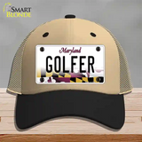 Golfer Maryland Novelty License Plate Hat Mesh / Khaki|Black