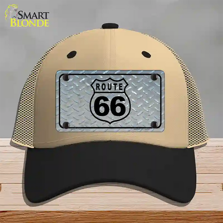 Route 66 Shield Diamond Novelty License Plate Hat Mesh / Khaki|Black