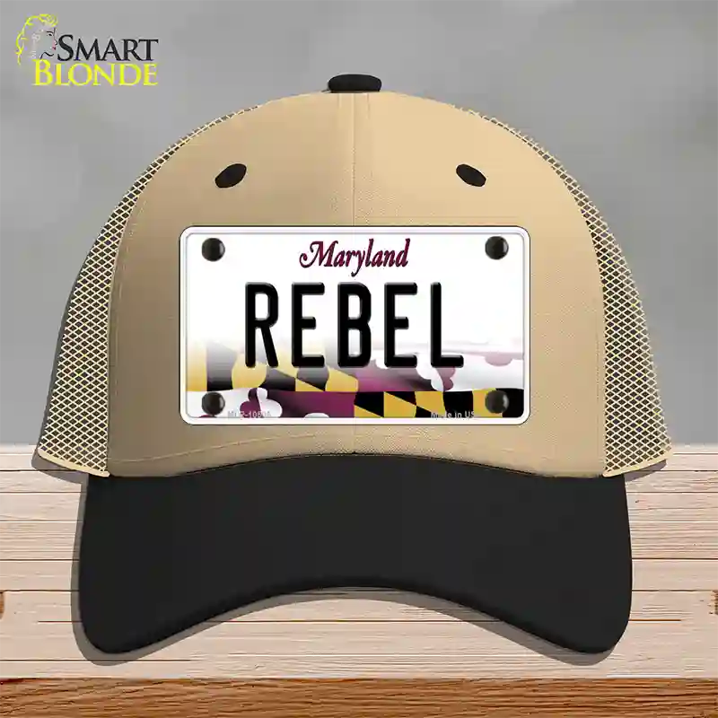 Rebel Maryland Novelty License Plate Hat Mesh / Khaki|Black